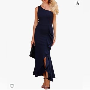 One shoulder sleeveless formal dress